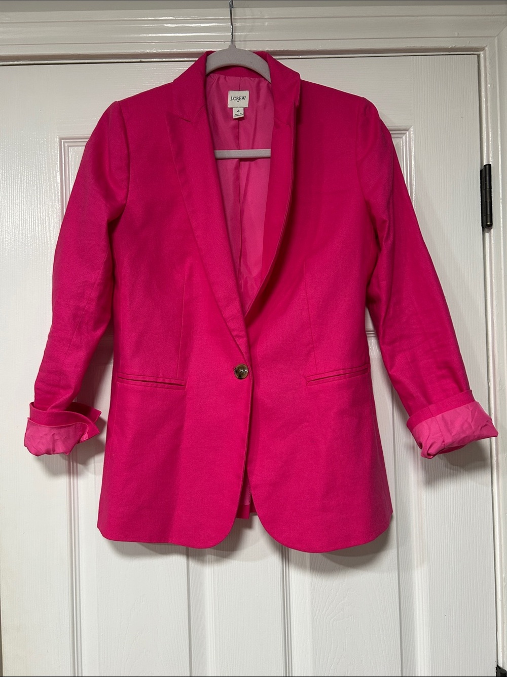 J. Crew Factory Hot Pink Single-Button Blazer